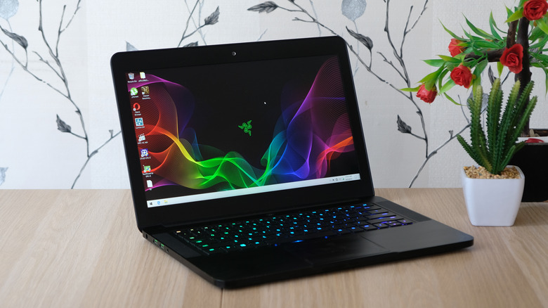 Razer laptop on table