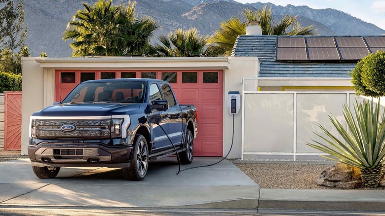 Ford F-150 Lightning plugged into home