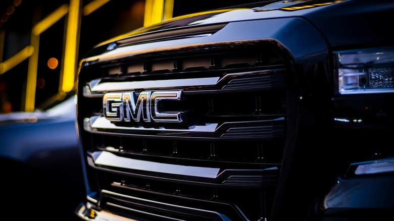 Front grille of a GMC truck.