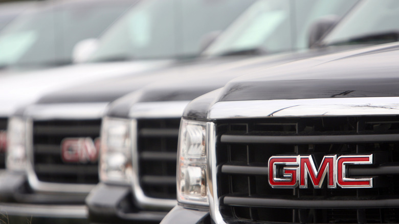 close-up of GMC truck grilles