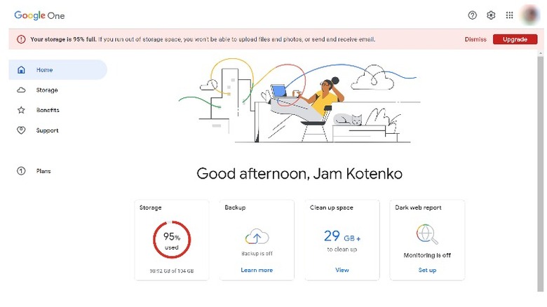 Jam Kotenko Google One homepage