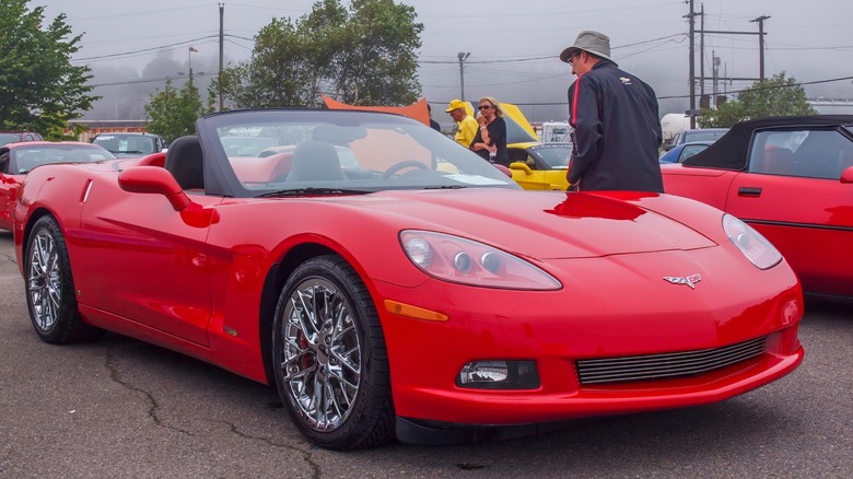 2008 red Chevrolet Corvette parked