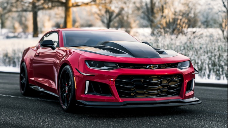 2017 Chevrolet Camaro ZL1 parked snow