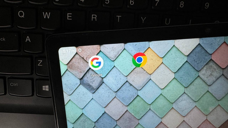 Google and Chrome apps on tablet