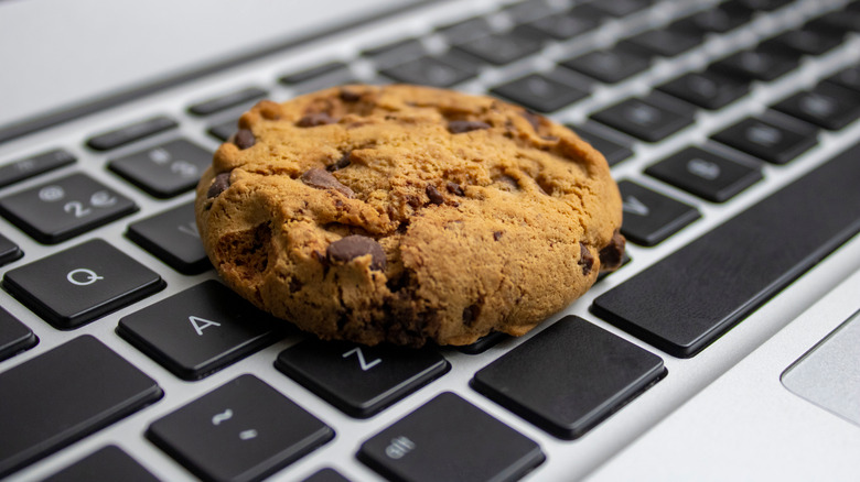 A cookie on a keyboard 