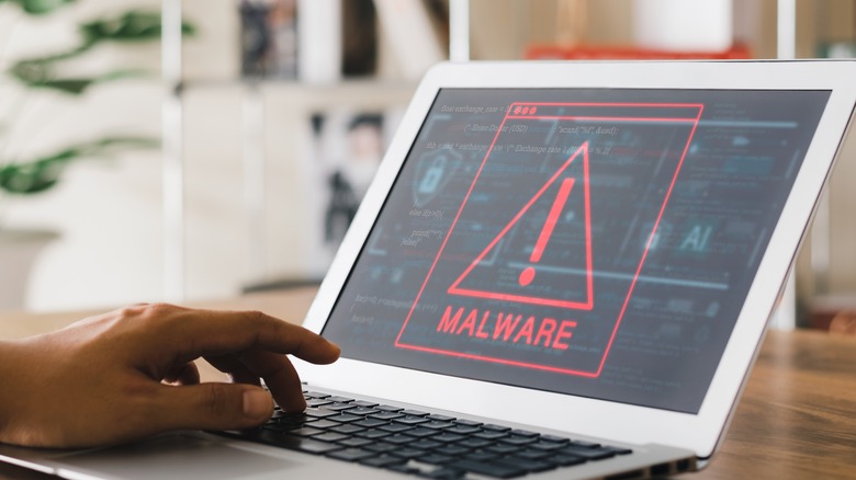 A malware warning on a laptop 