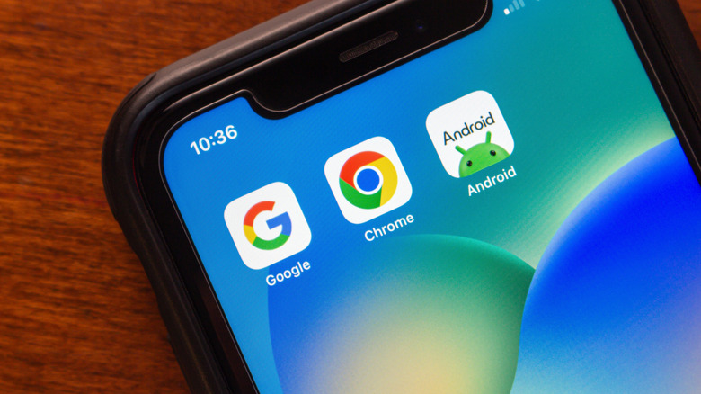 Google Chrome app icon on smartphone