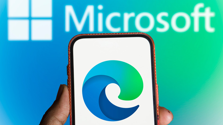 Microsoft Edge logo on smartphone