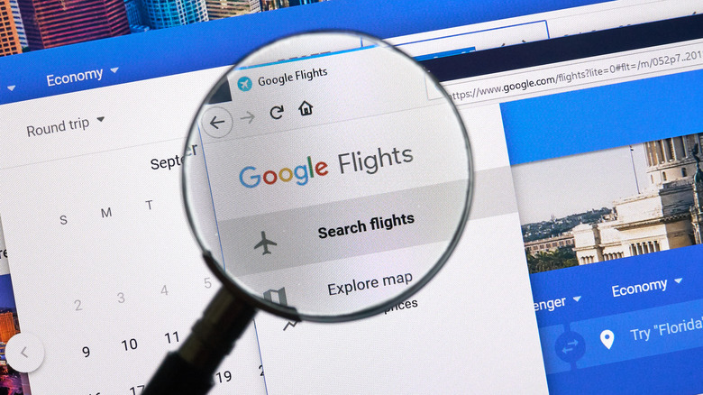 Google Flights magnifying glass