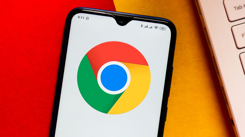 Chrome logo on smartphone