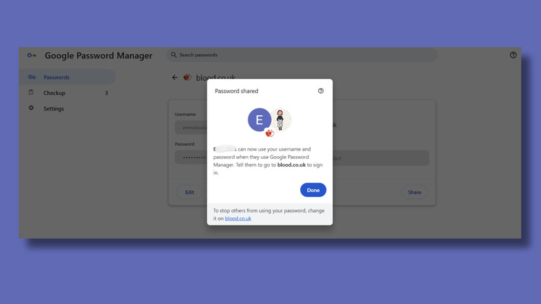 Captura de tela da página do Google Password Manager mostrando uma caixa dizendo 