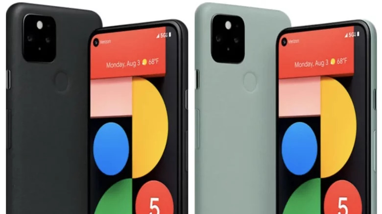 Four Google Pixel 5 phones
