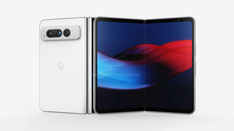 Leaked render of the Google Pixel Fold showing the unfolded display.
