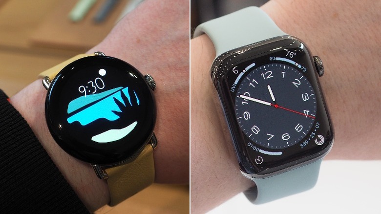 Apple Watch Pixel Watch Side by Side