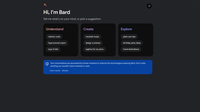 google bard home page