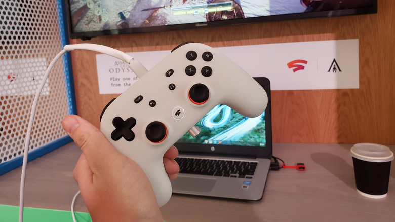 The Stadia gaming controller. 