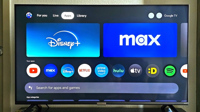 Google TV interface displayed on TV