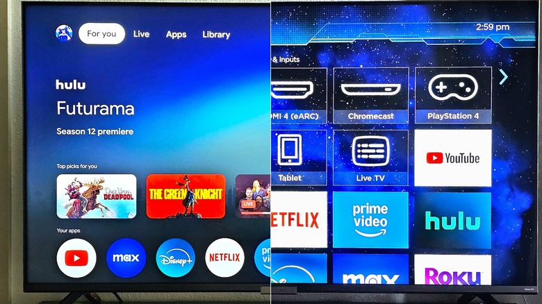 Google TV and Roku interfaces