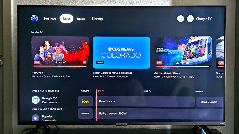 Google TV interface displayed on TV