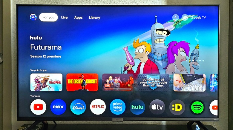 Google TV interface displayed on TV