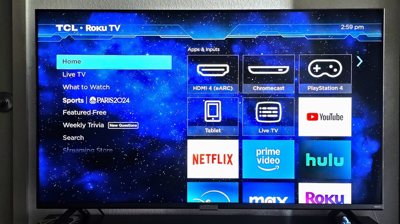 Roku interface displayed on TV