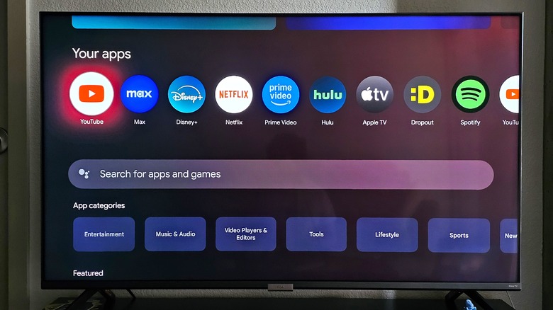 Google TV interface displayed on TV