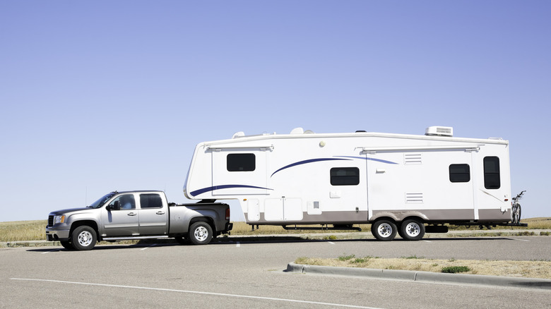 Pickup truck with RV trailer