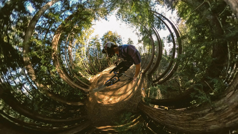 gopro max 360-degree footage of a mountain biker