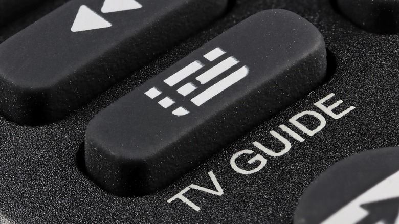 TV guide remote button closeup