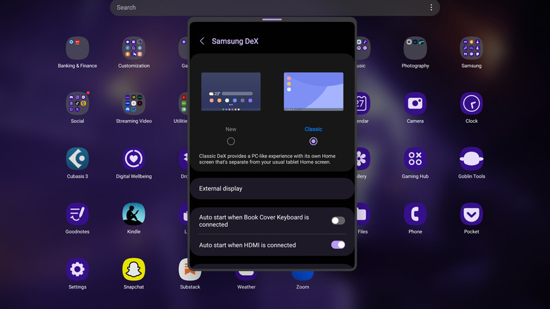 DeX settings on Tab S9 Ultra