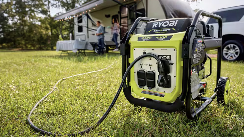 Ryobi generator at RV campsite