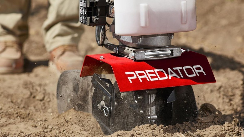 Predator cultivator on soil