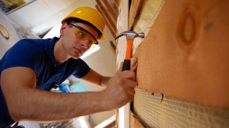 Construction worker with hammer