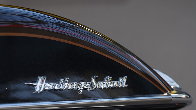 Heritage Softail badge on motorcycle