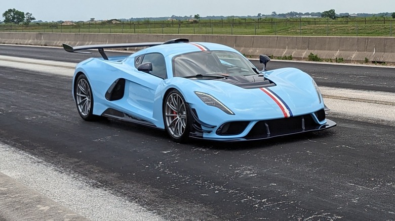 Hennessey Venom F5 on  drag strip