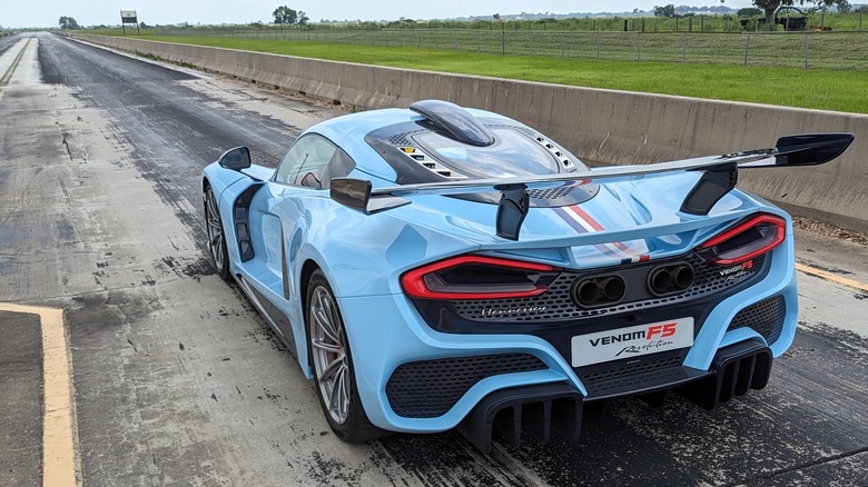 Venom F5 rear on drag strip