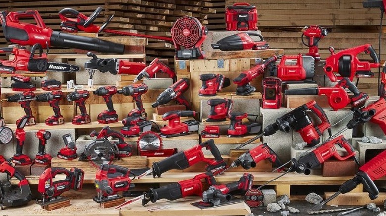 Bauer tools on shelves