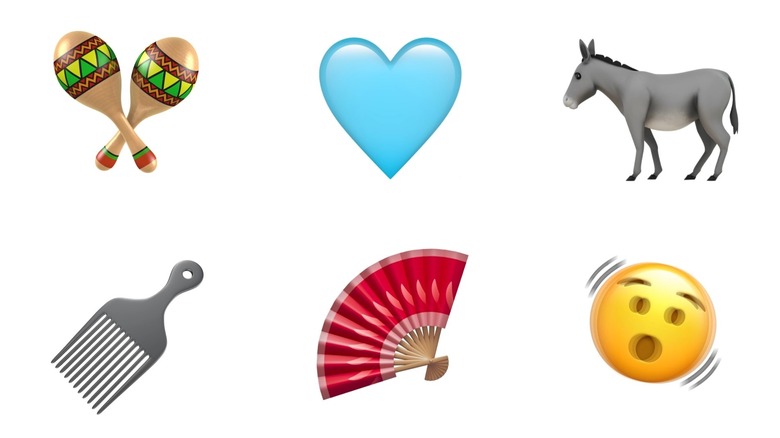 A picture of six new emoji