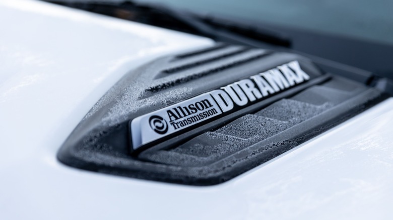 The Duramax badge on a pickup