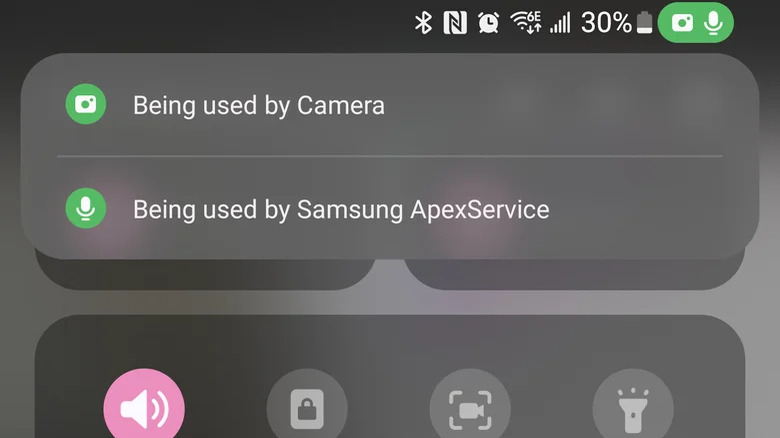 Camera and microphone usage alerts Android