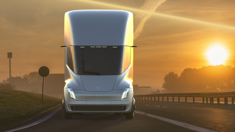 Tesla Semi truck on the road 