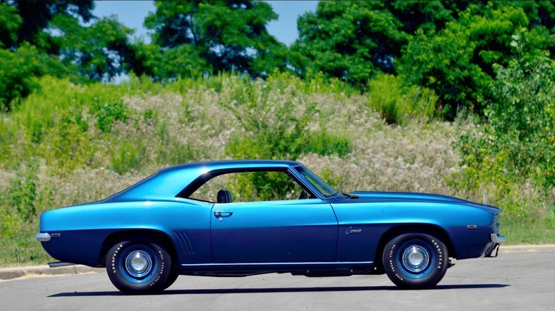 Blue 1969 Chevrolet COPO Camaro passenger side