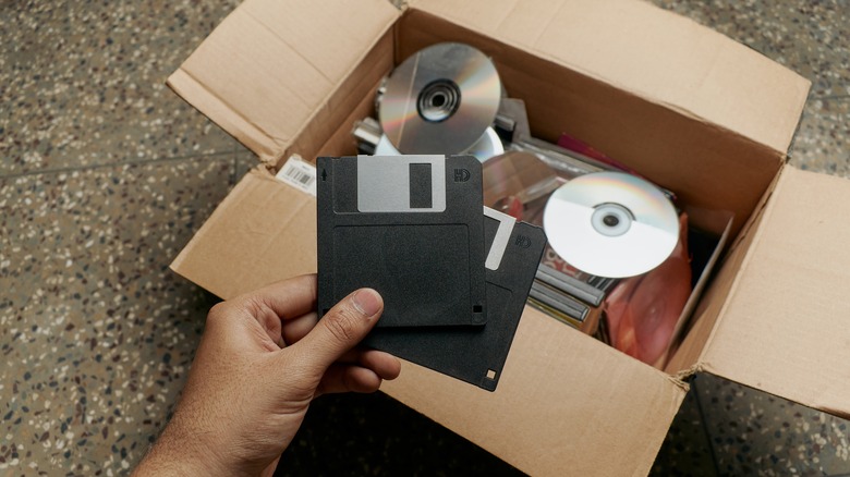 A box of floppy disks