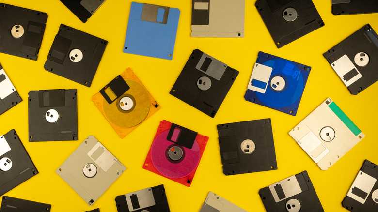 Floppy disks in different colors