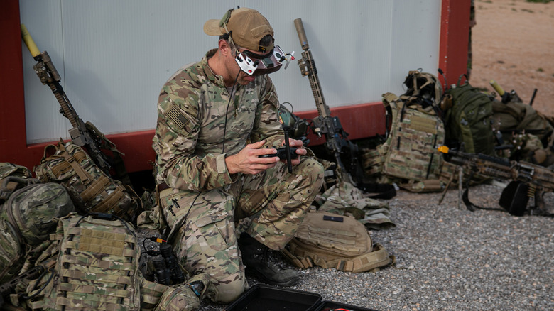 Green Beret operating FPV drone.