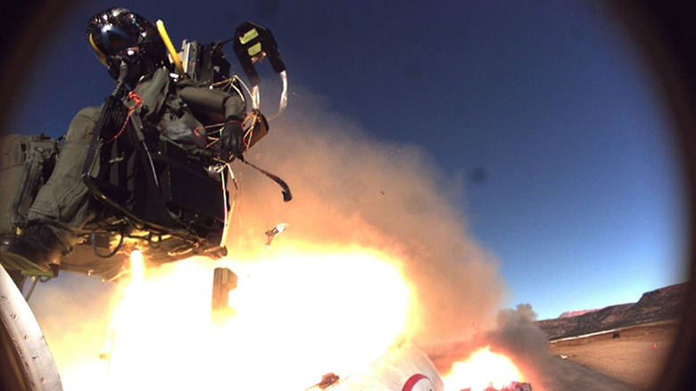 dummy launching from a jet plane ejection seat 