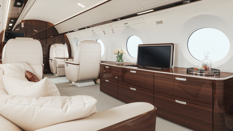 Interior of private jet