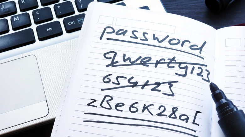 passwords written on paper