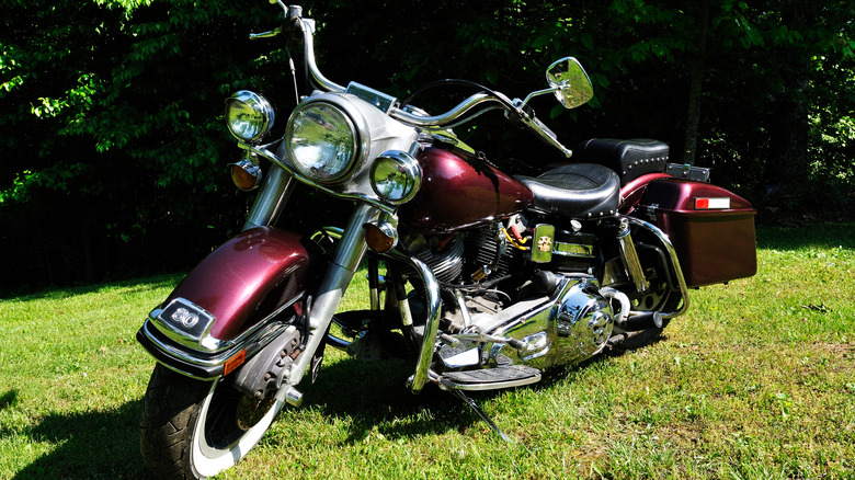 red motorcycle in grass