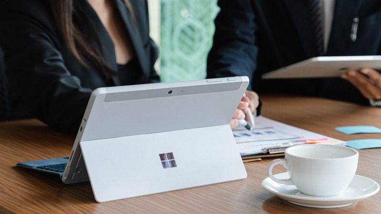 woman using windows surface